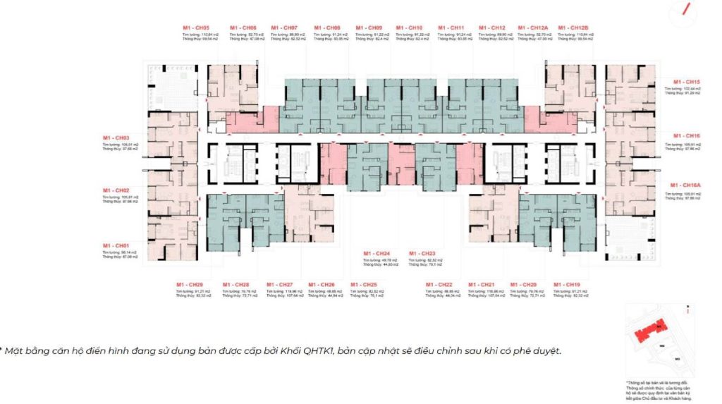 Mặt bằng điển hình dự án căn hộ Newtown Diamond Đà Nẵng tòa The Emerald - M1